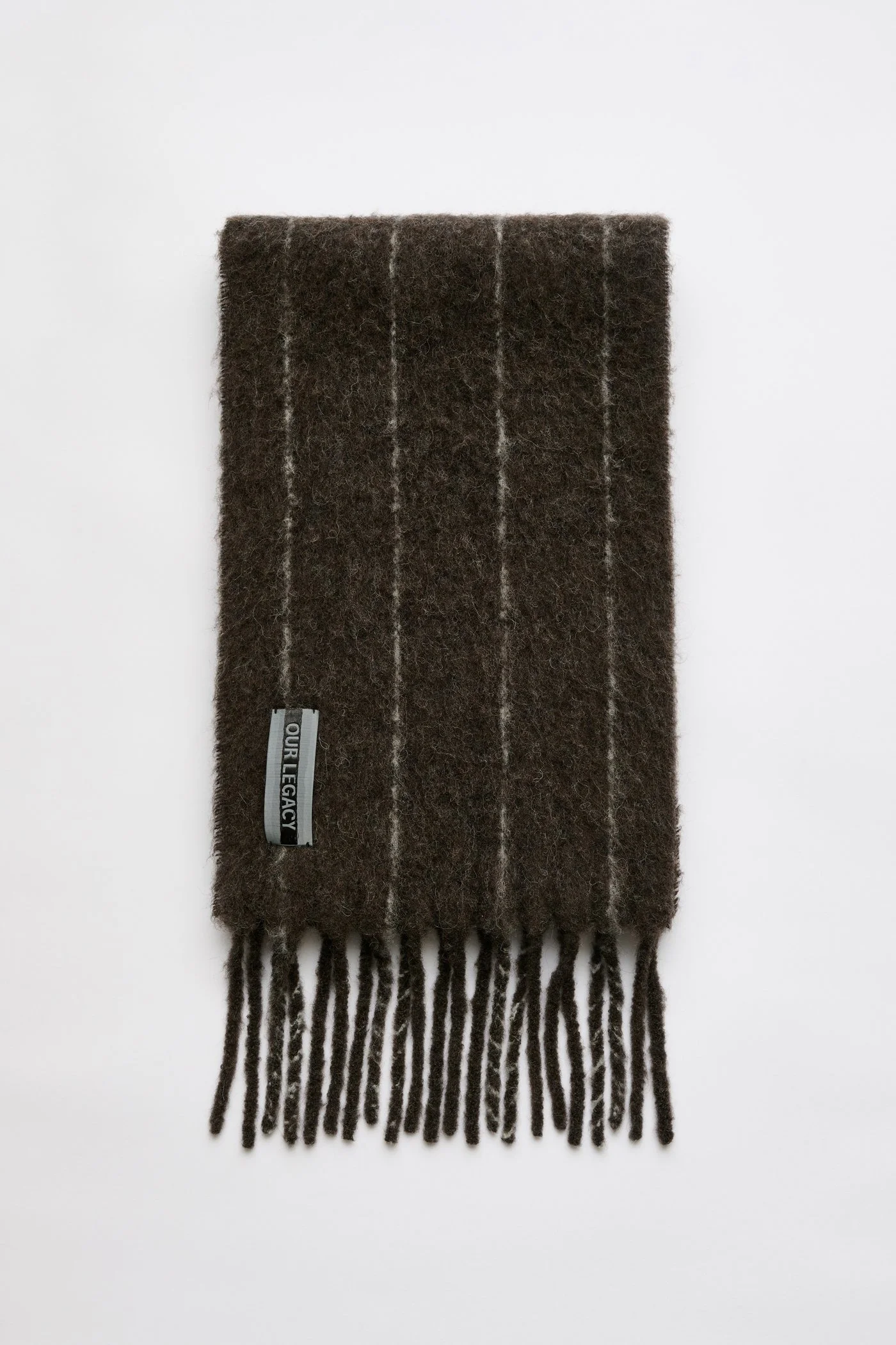 Our Legacy Estate Scarf Brown Pinstripe Fuzzy Alpaca - 1