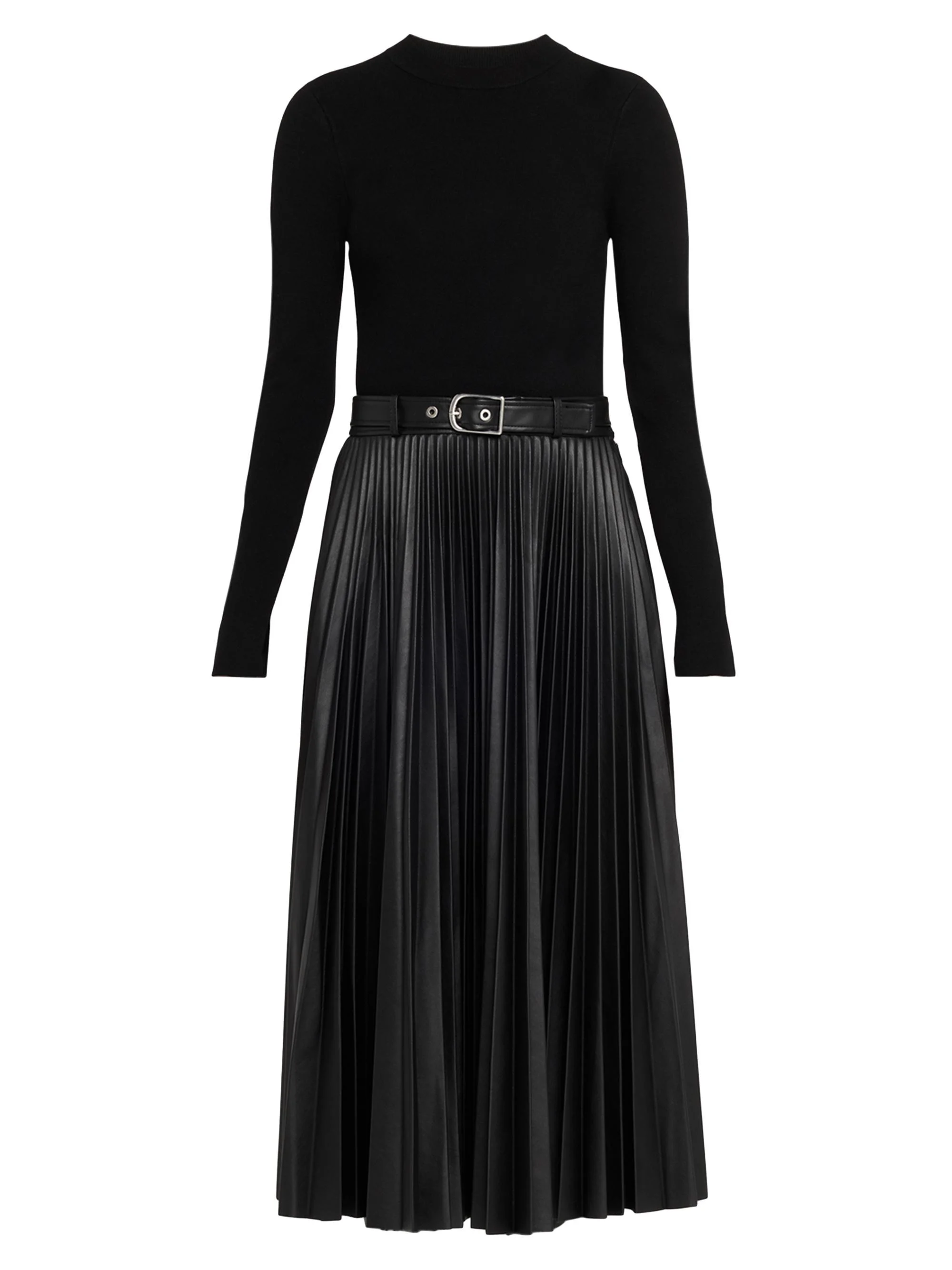 Women's Abilene Mixed-Media Midi-Dress - Black - 1