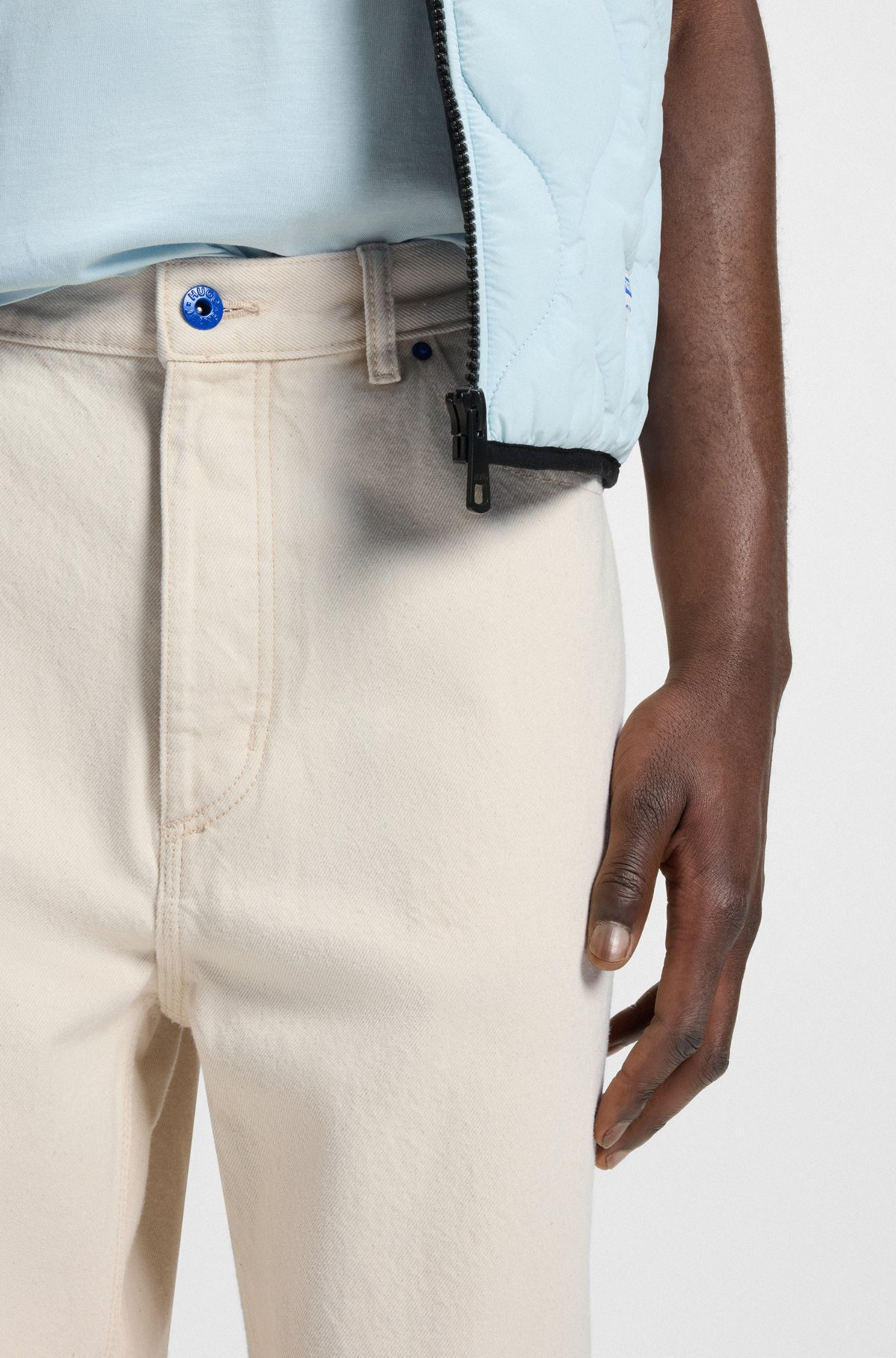 STRAIGHT-FIT JEANS IN ECRU DENIM WITH CARPENTER POCKET - 5