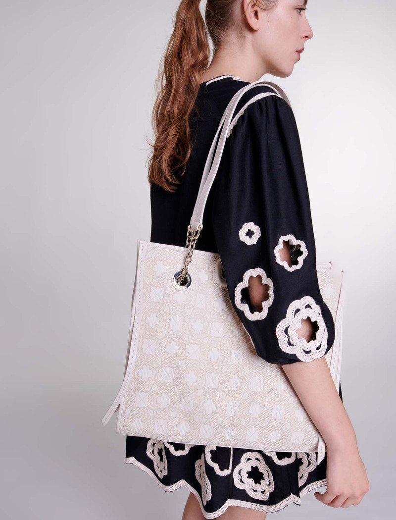 Clover print canvas shopping bag 6