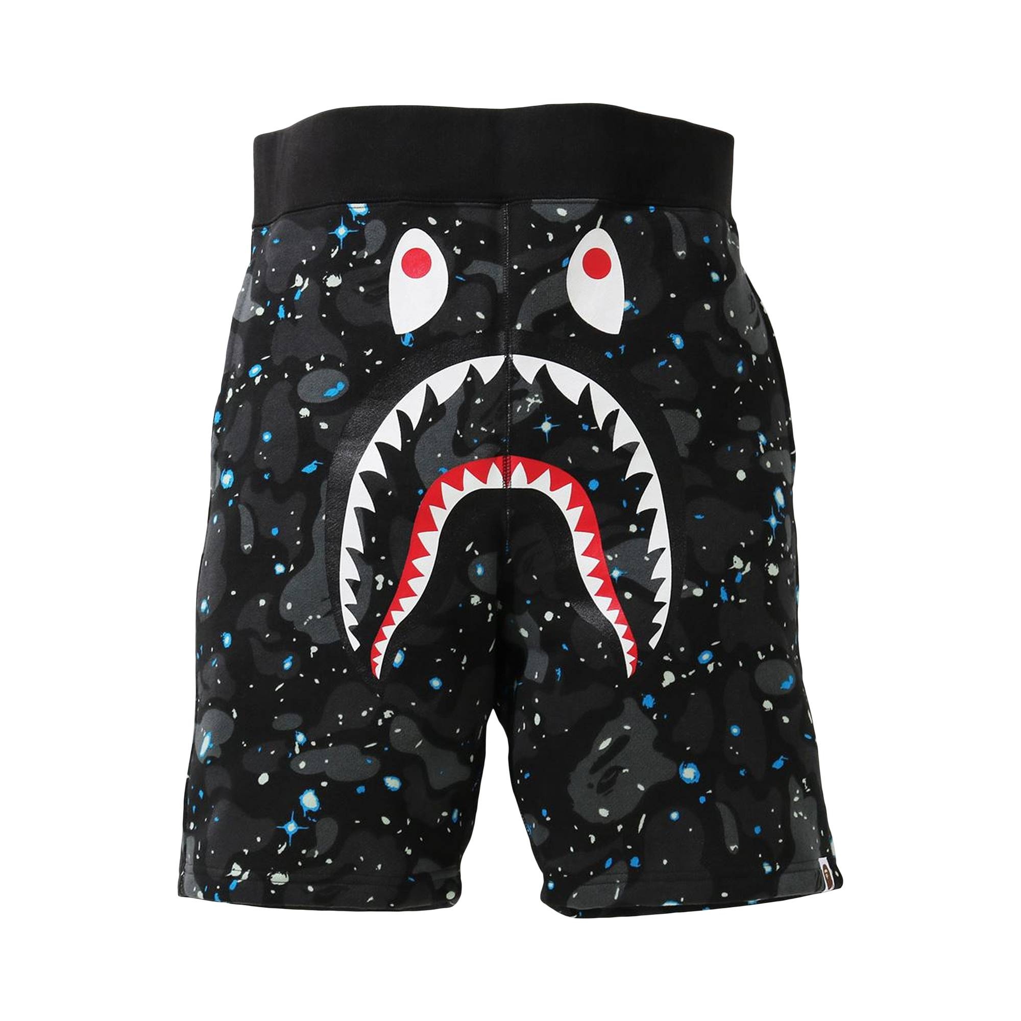 BAPE Space Camo Shark Sweat Shorts 'Black' - 1