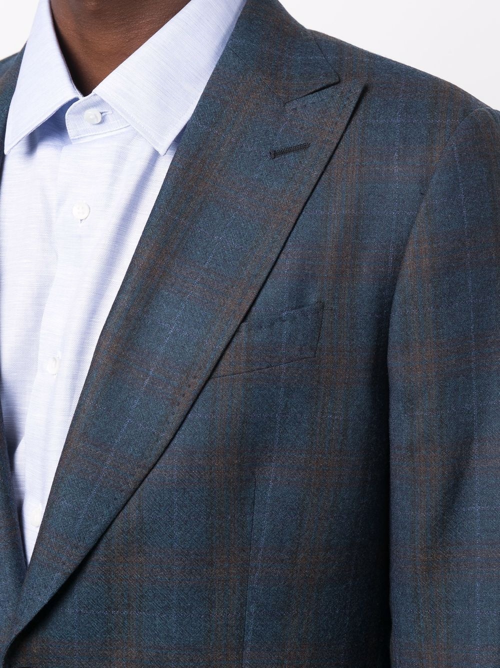 tartan-check single-breasted blazer - 5