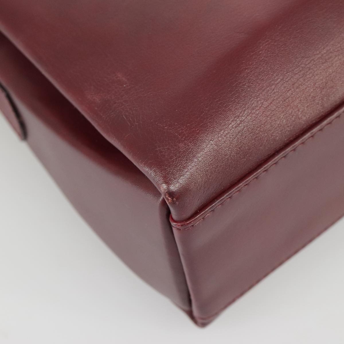 CELINE Shoulder Bag Leather Wine Red Gold - 11