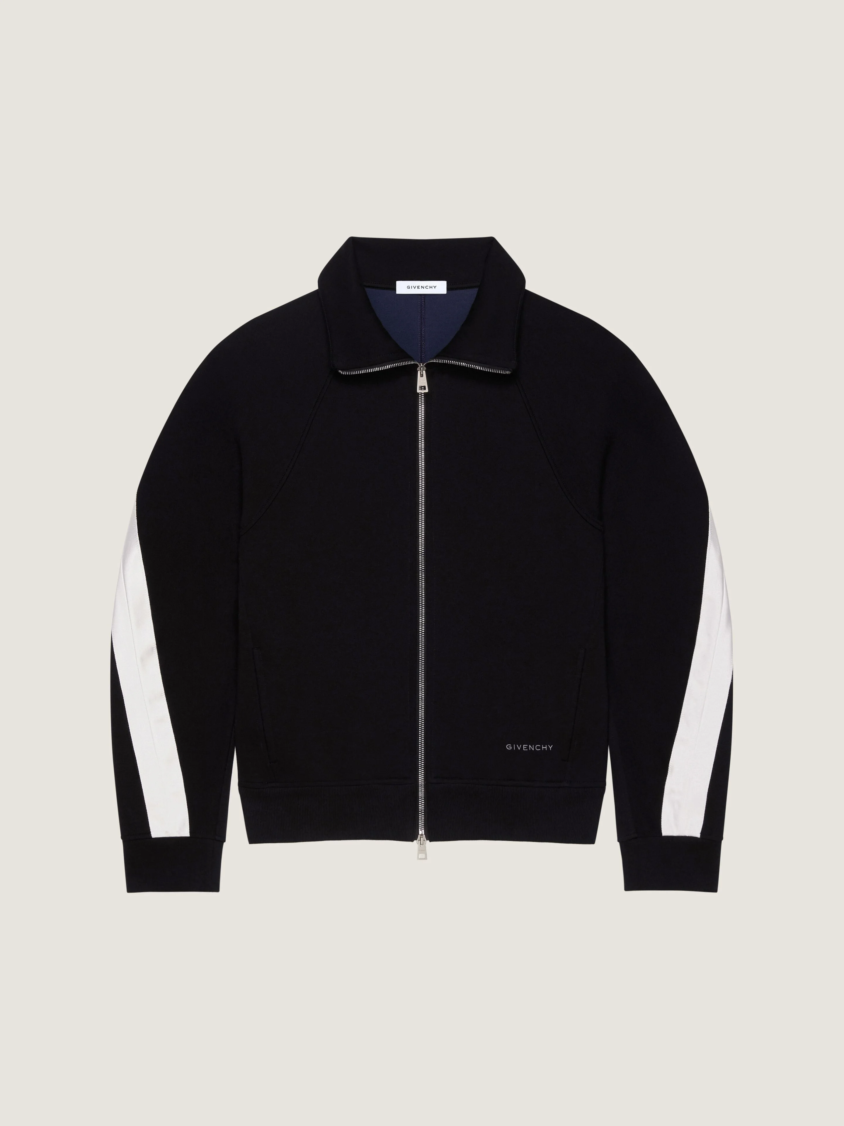 ZIPPED SWEATSHIRT IN SCUBA WITH SATIN COUTURE DETAIL - 1