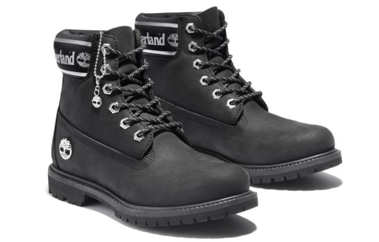 (WMNS) Timberland 6 Inch Premium Wide Fit Waterproof Boots 'Black Nubuck Logo' A41CX001 - 3