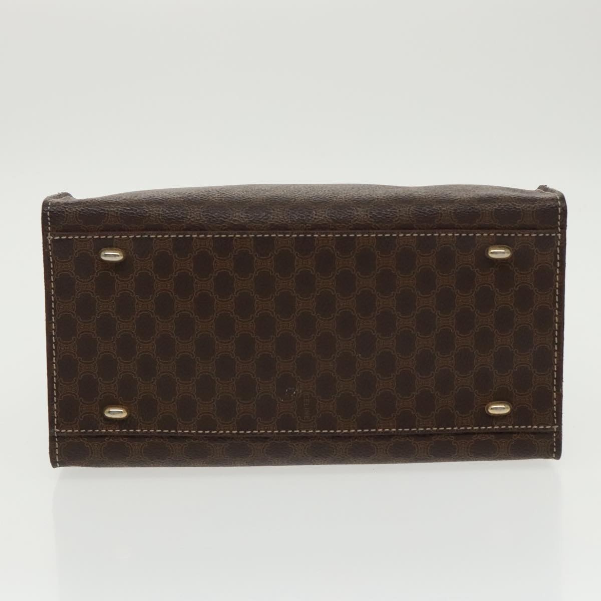 CELINE Macadam Canvas Hand Bag Pvc Leather Brown Gold - 9