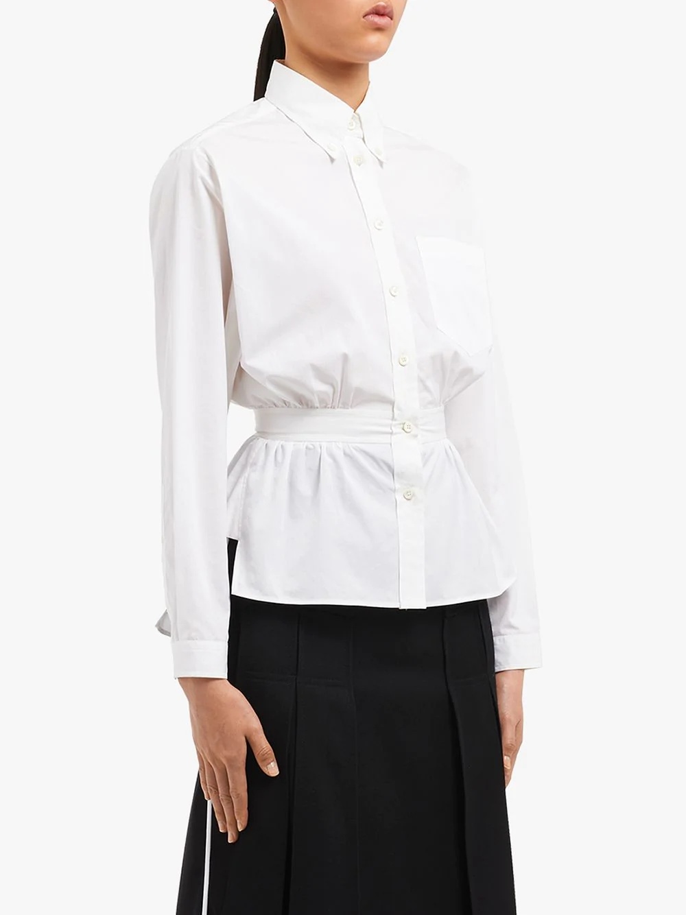 cinched waist poplin shirt - 3