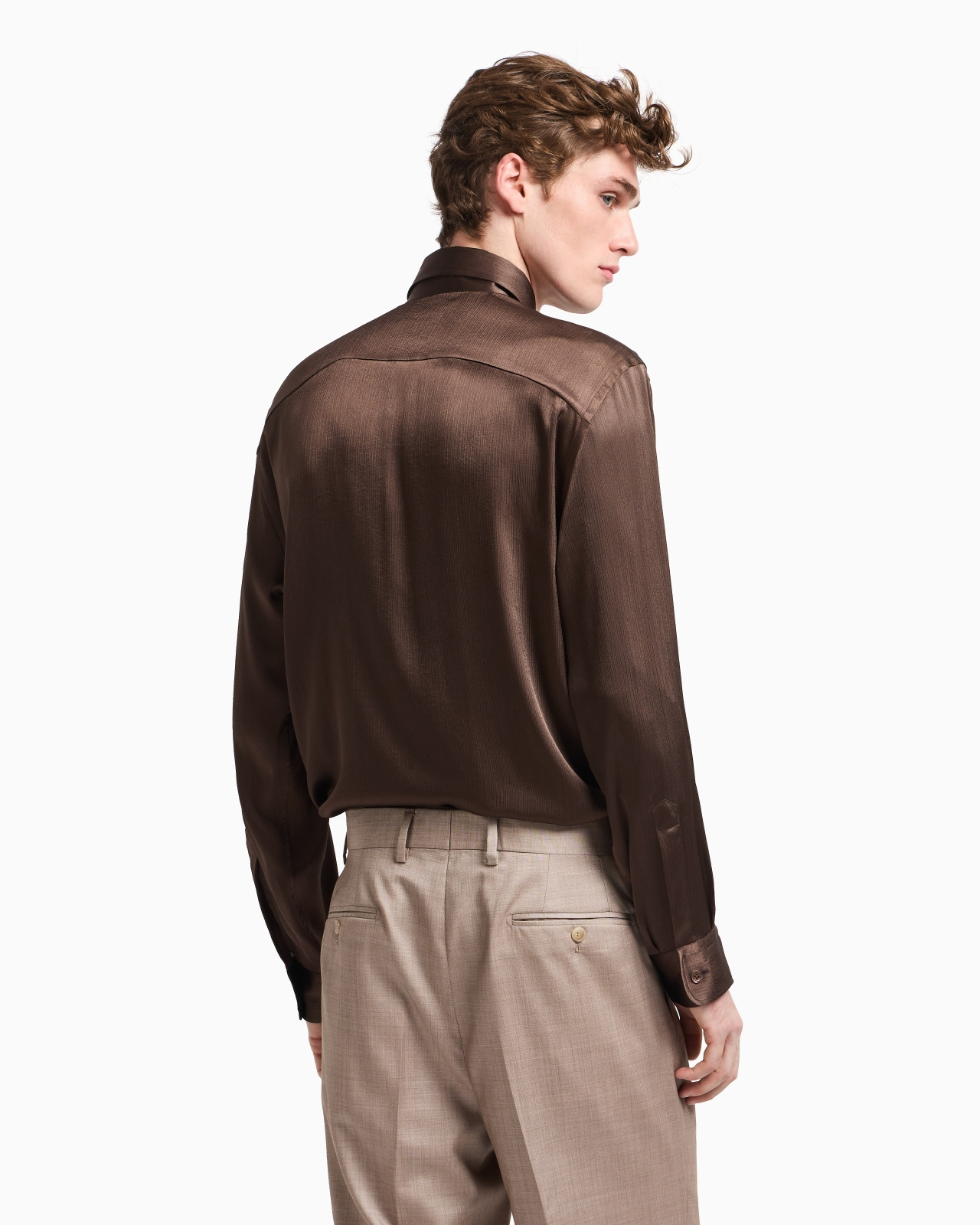 SOLID-COLOUR, PLEATED FABRIC SHIRT - 3
