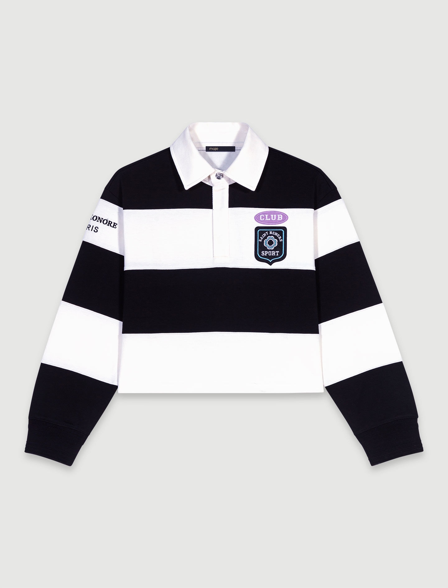 Striped and embroidered polo shirt - 1