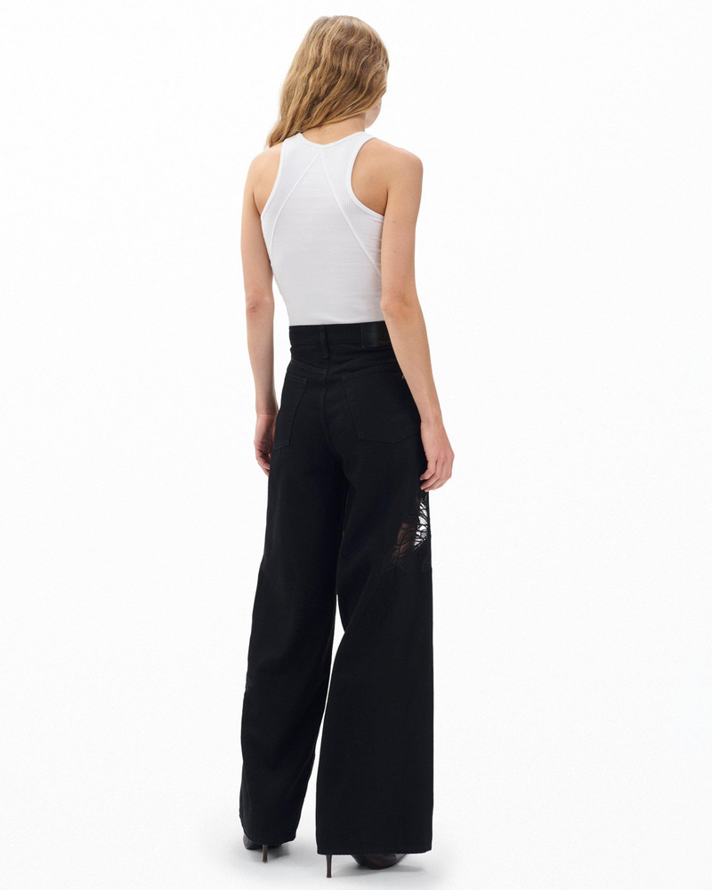 Sofie Wide-Leg Jeans Featherweight in Black Rinse Floral Lace 6