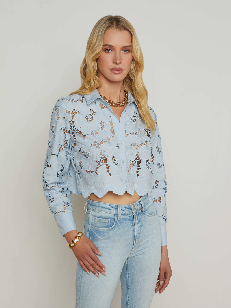 L'AGENCE Seychelle Cropped Lace Blouse outlook