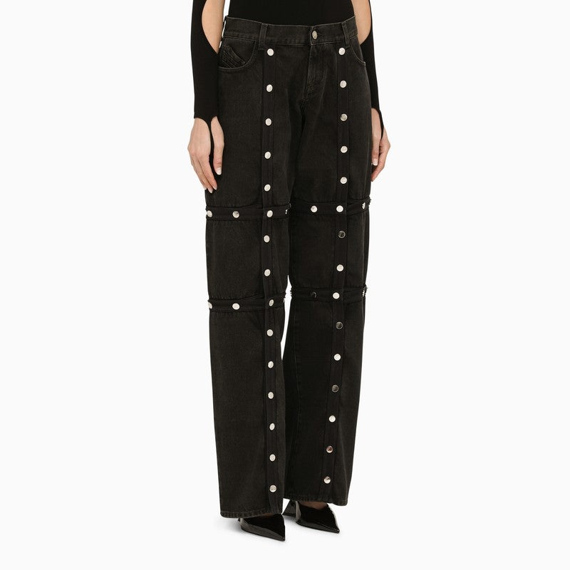 The Attico Black Baggy Jeans With Studs Women - 3