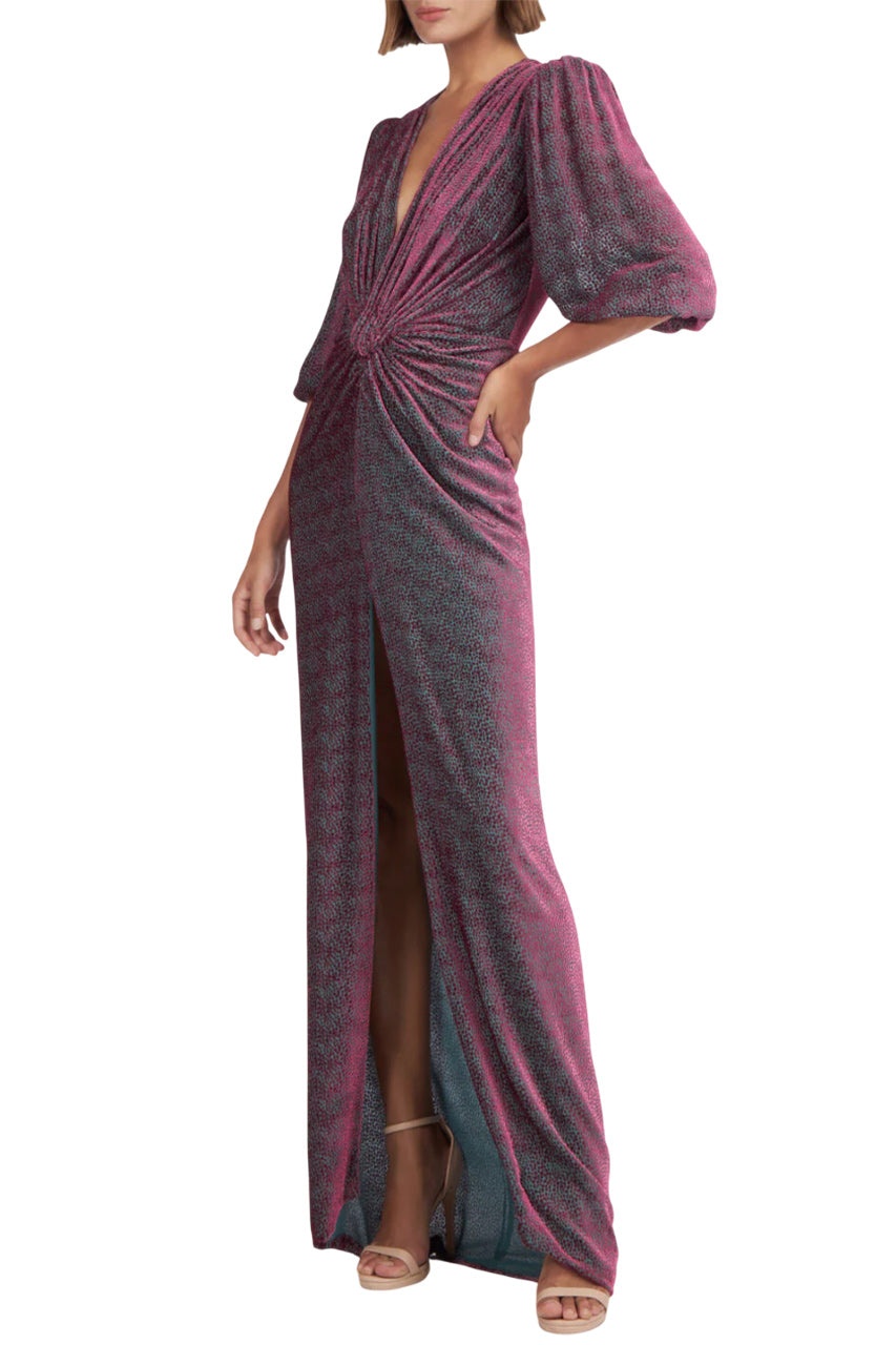 KALLISTA SILK VELVET DEVORÈ GOWN - 4