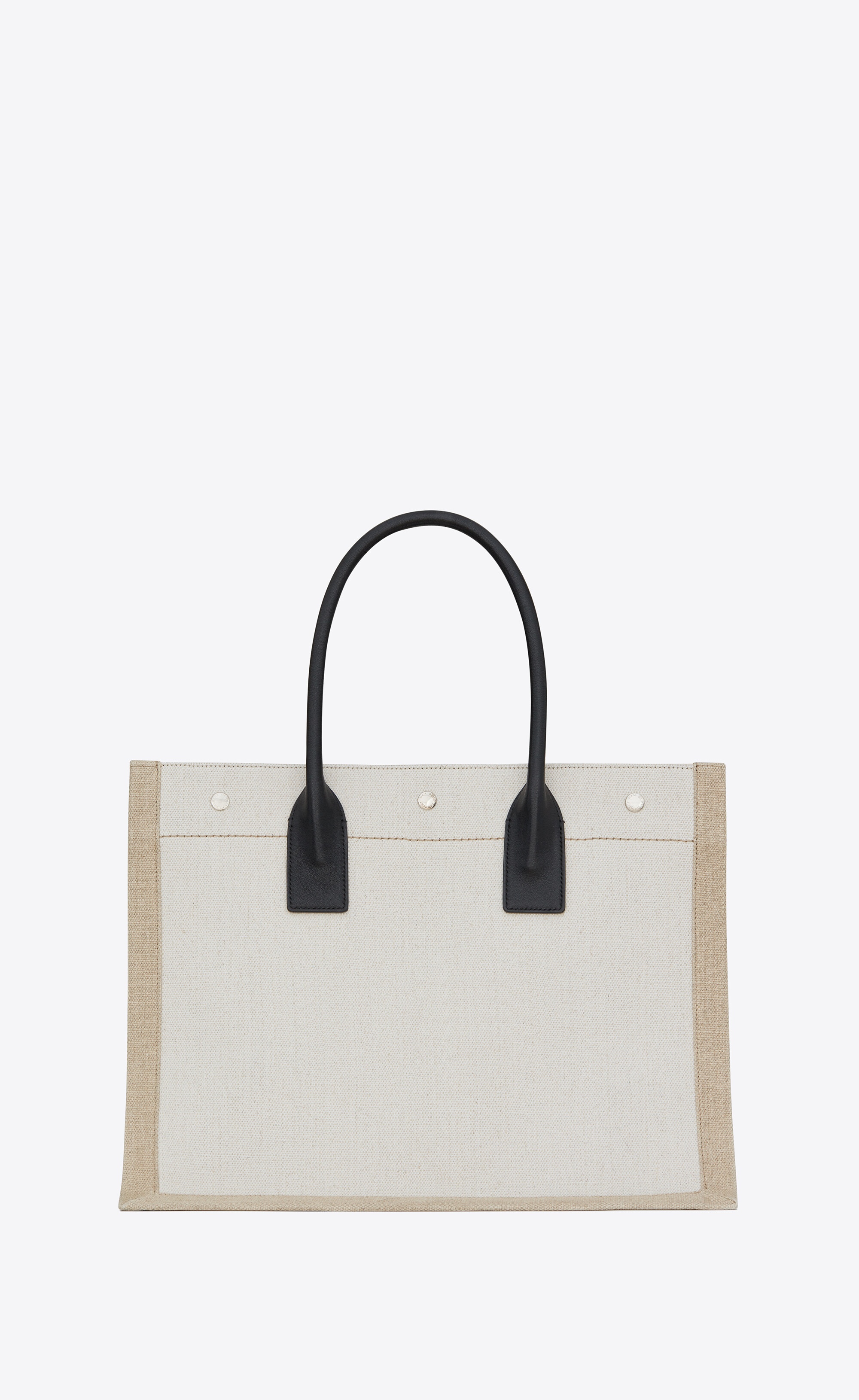 rive gauche small tote bag in linen and leather - 3