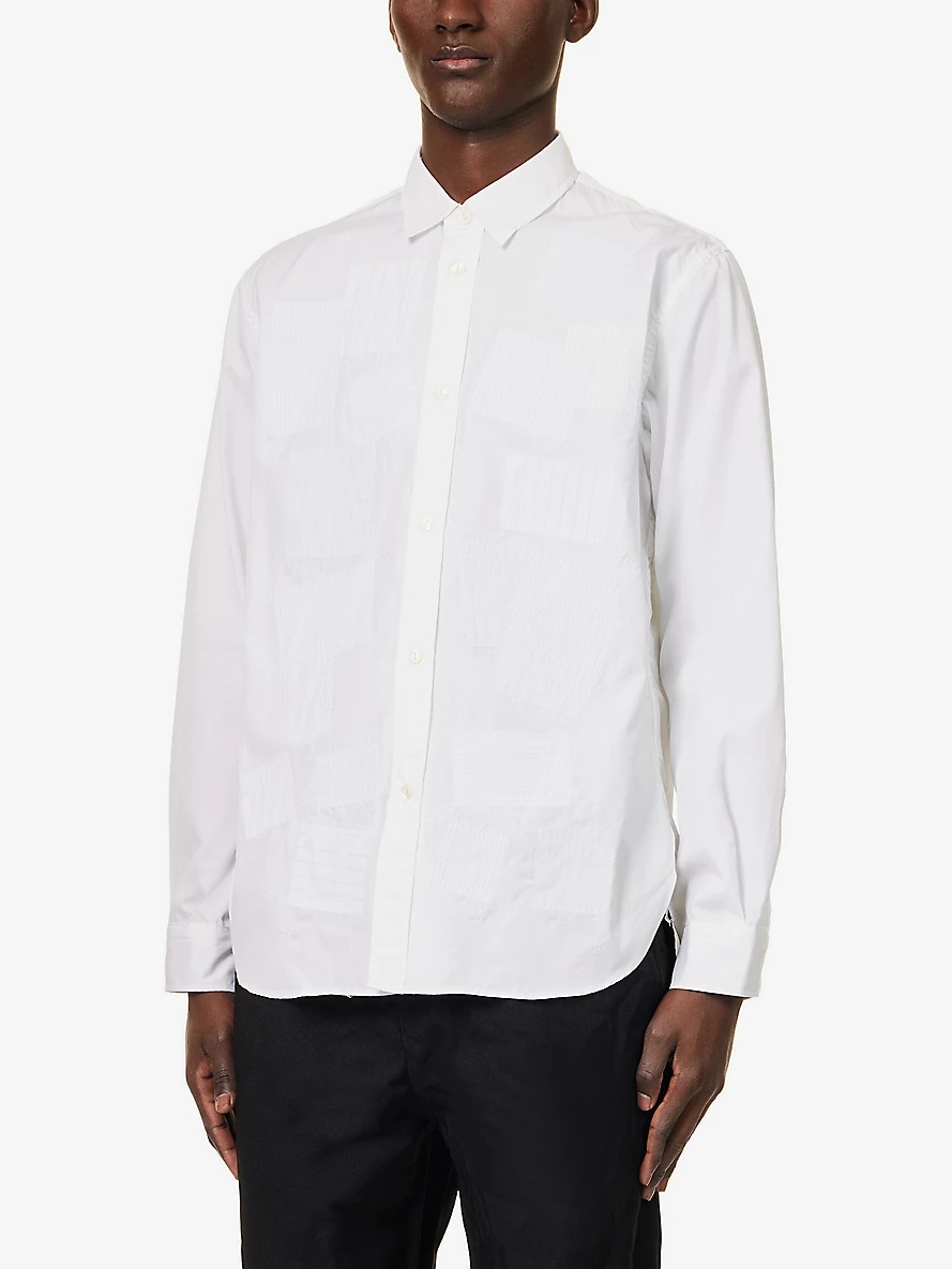 Patchwork-appliqué relaxed-fit cotton-poplin shirt - 3