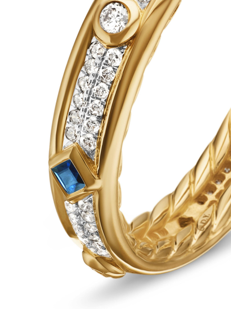 Women's Modern Renaissance Band Ring in 18K Yellow Gold - Light Blue Sapphire 5