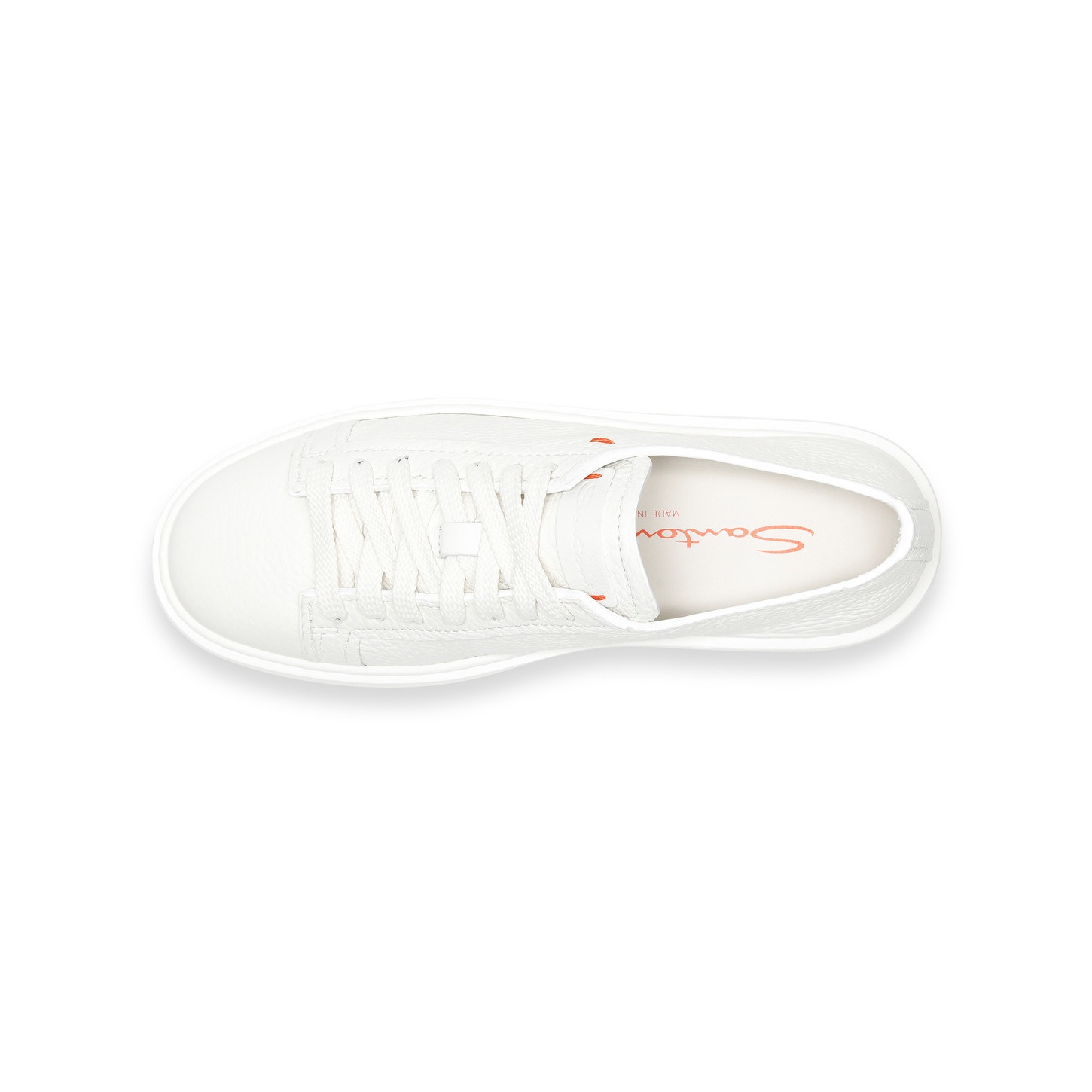 Women's white tumbled leather sneaker - 5