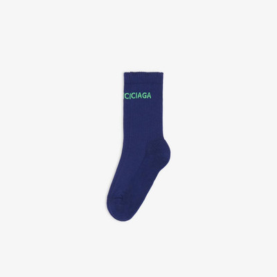 BALENCIAGA Men's Logo Socks in Blue/green outlook