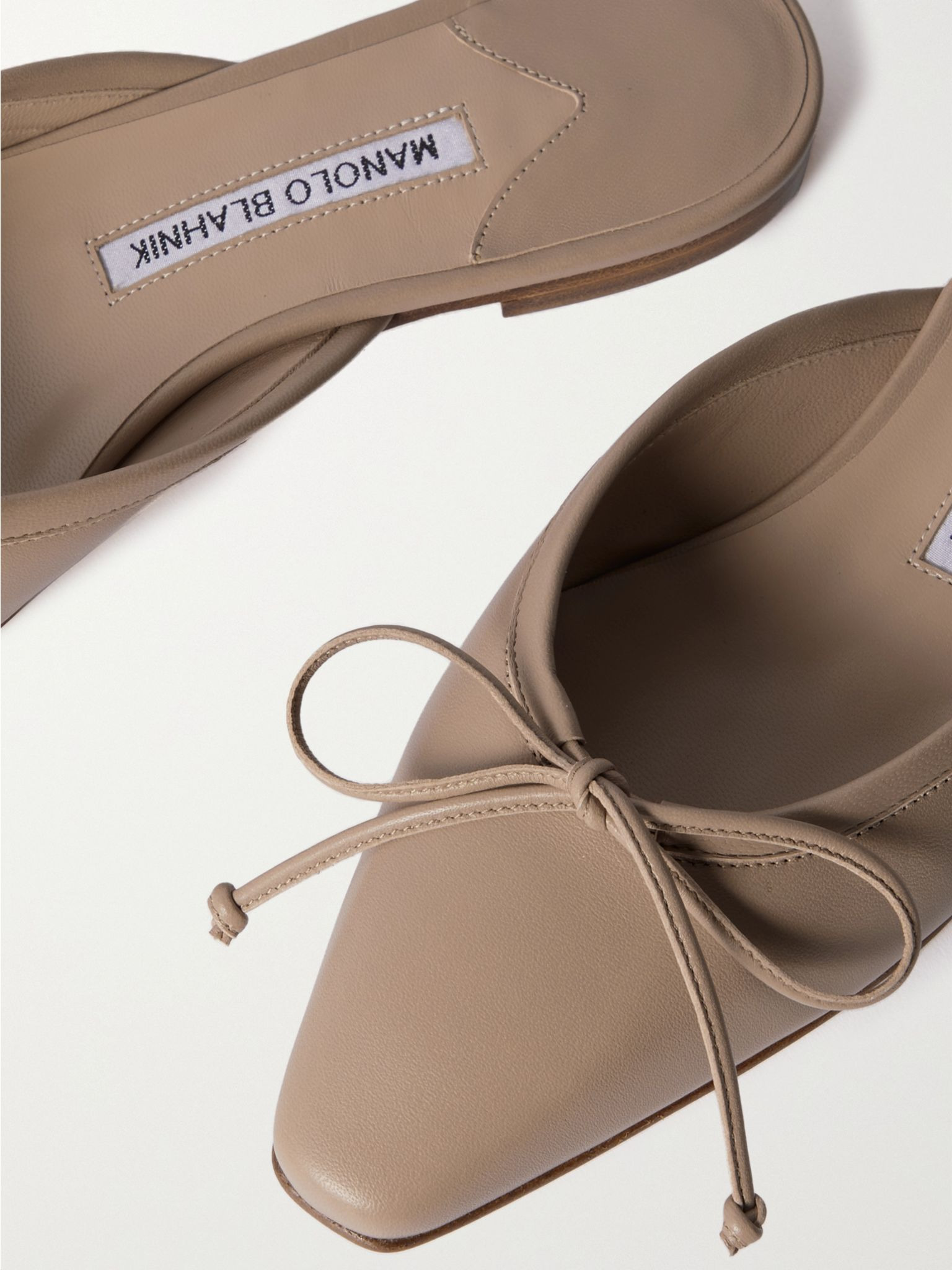 Ballerimu leather point-toe mules Beige - 5