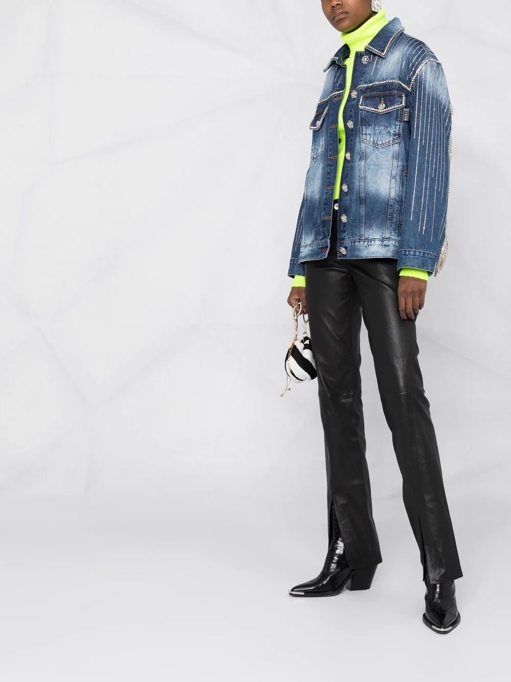 crystal-embellished denim jacket - 6