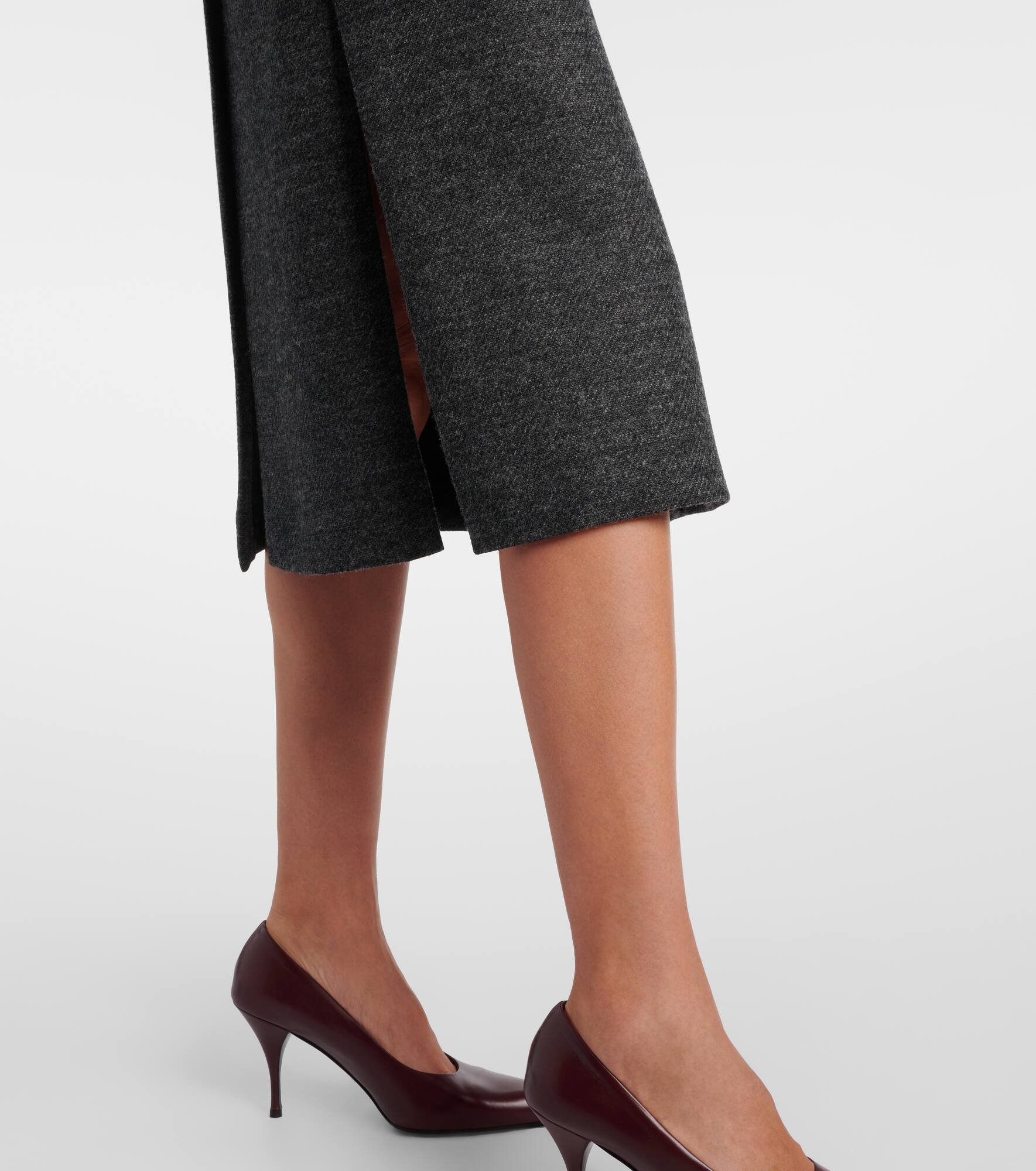 Slit-detail virgin wool midi skirt - 5