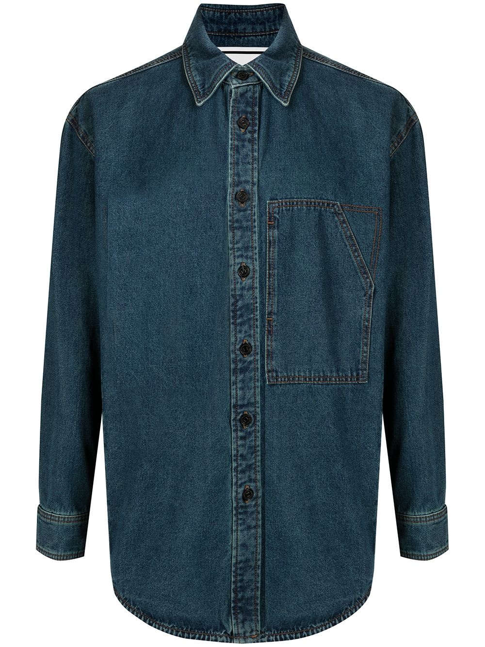 logo-print oversized denim shirt - 1