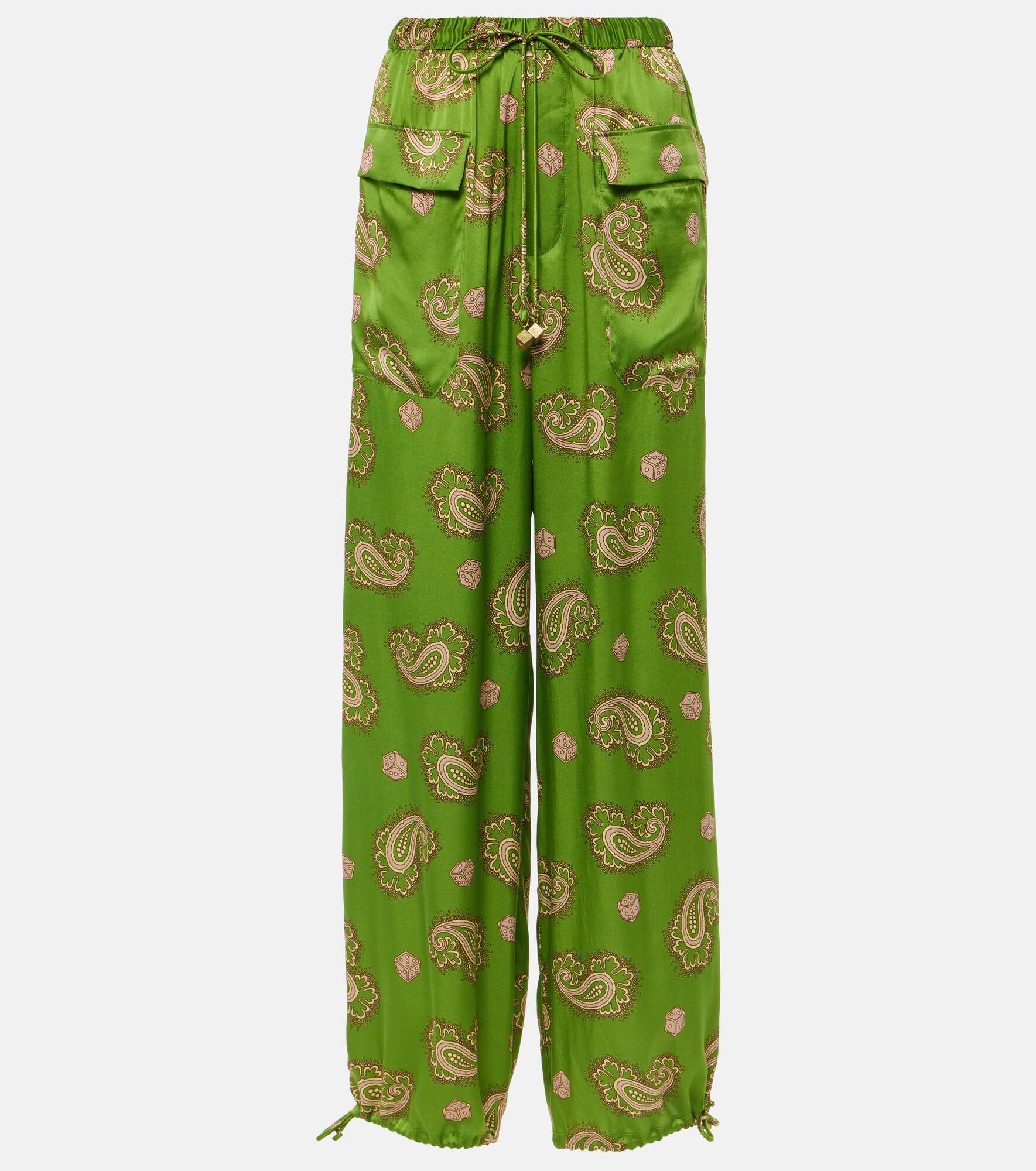 Dice paisley silk pants - 1