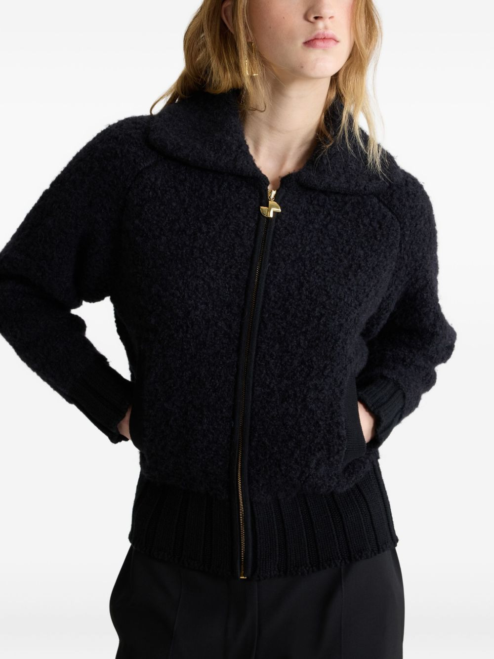 bouclé zip-front jacket - 5