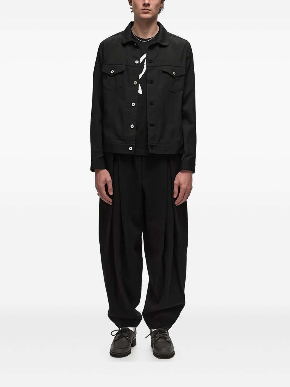 button-fastening collared jacket - 3