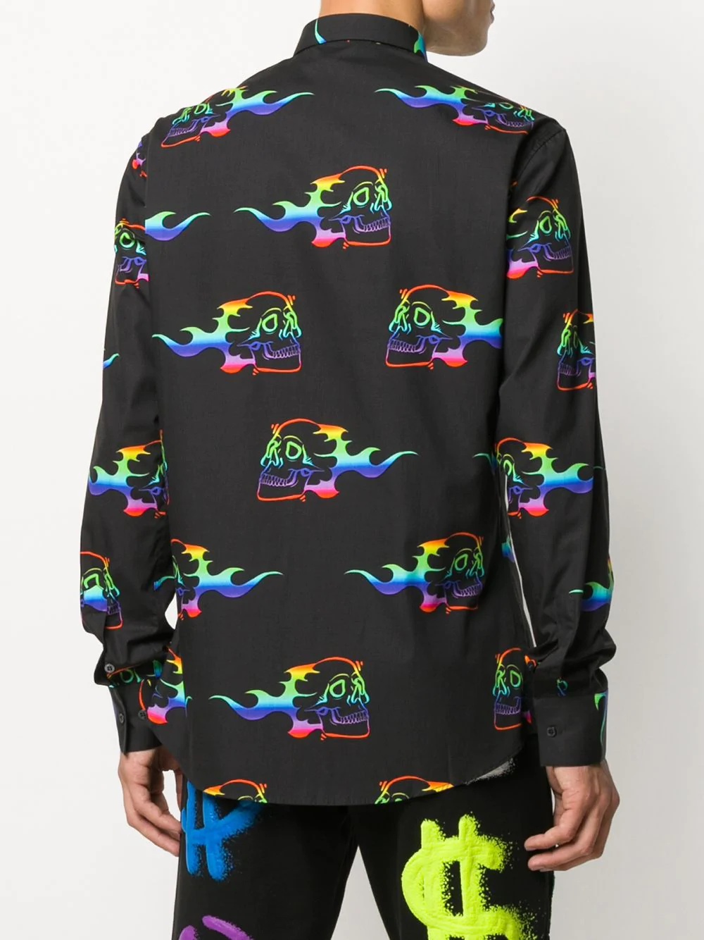 long-sleeved skull print shirt - 4