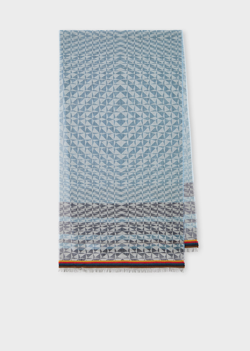 Blue 'Optical Diamond' Cotton-Modal Scarf 1