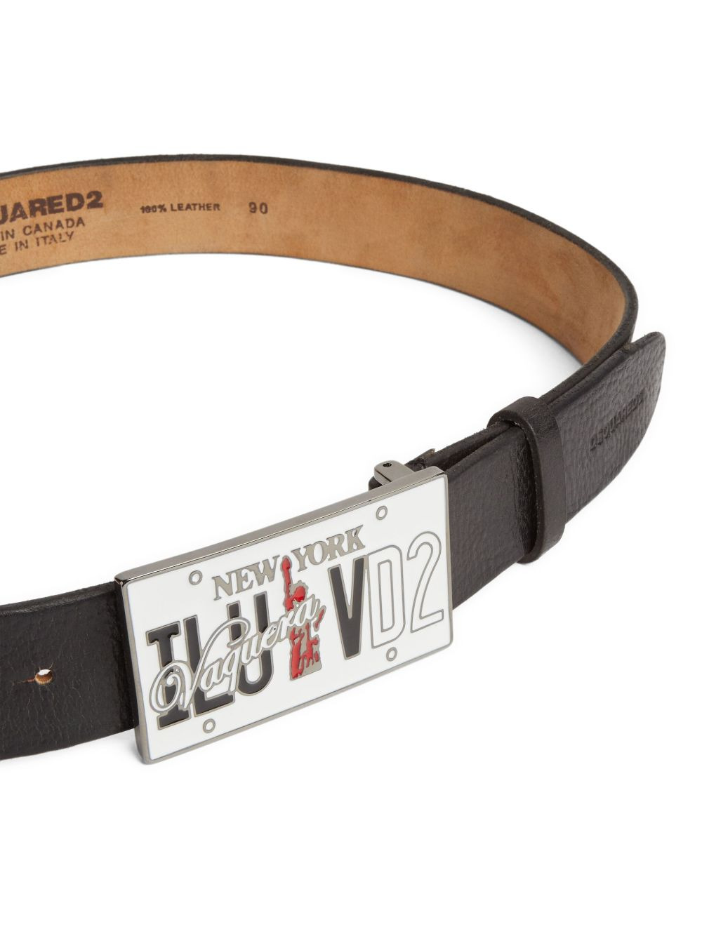 logo-buckle leather belt - 2