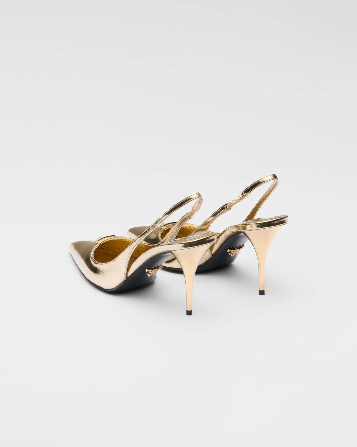 Metallic leather slingback pumps - 5