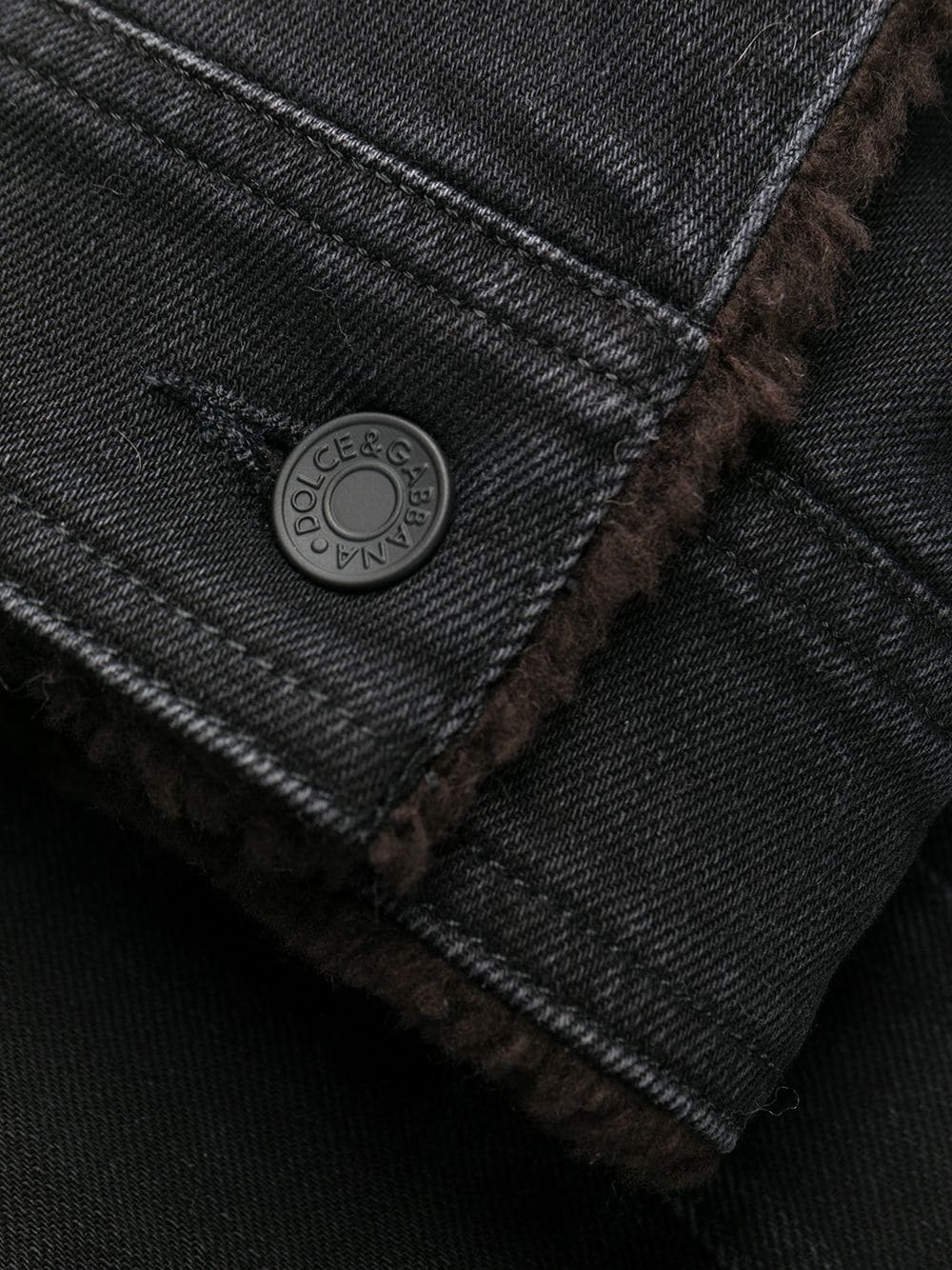 shearling detail denim jacket - 7