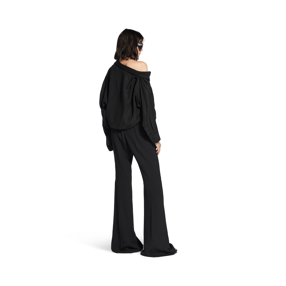Women's One Shoulder Shirt in Black - 4
