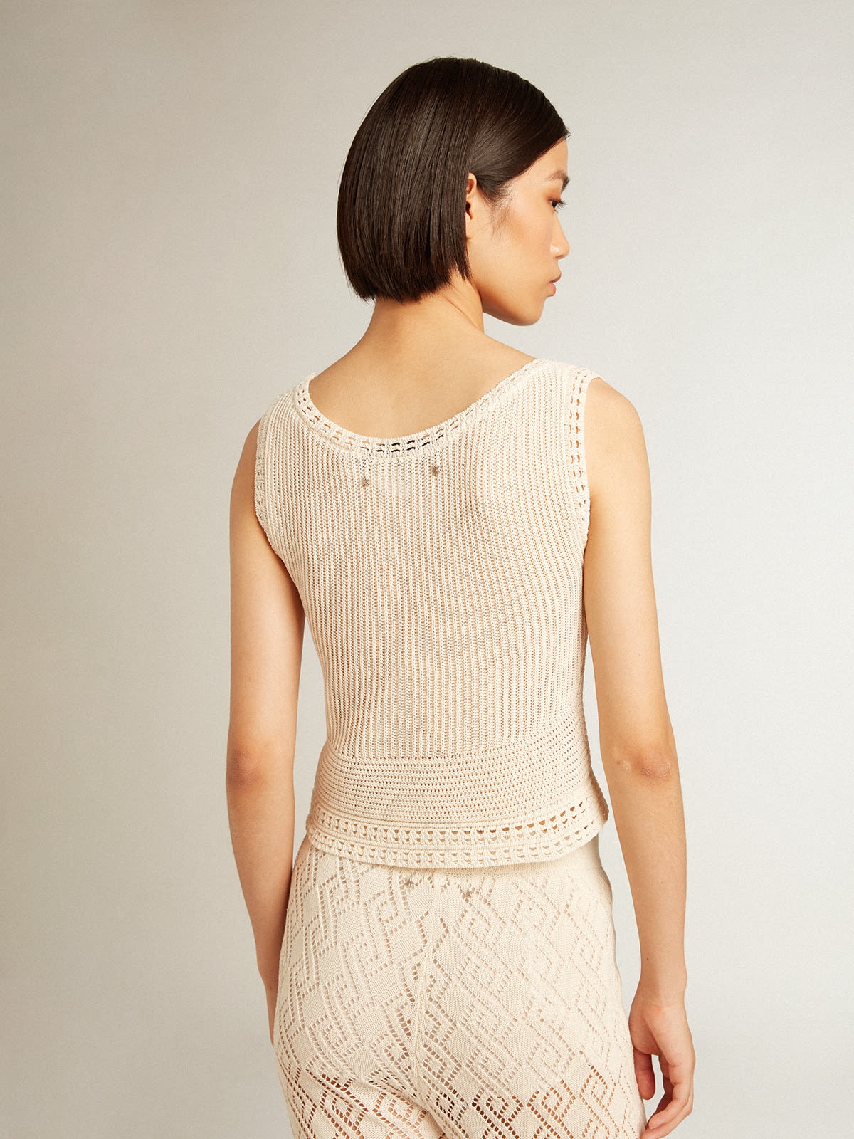 Women's ecru-colored gilet - 4
