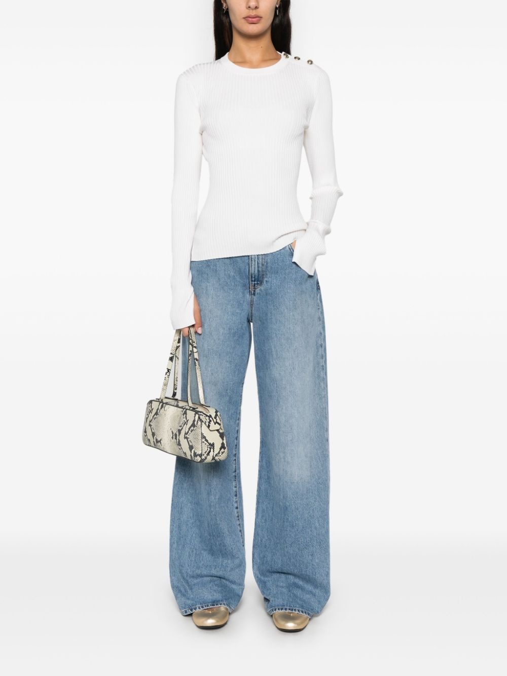 buttoned-shoulder sweater - 2