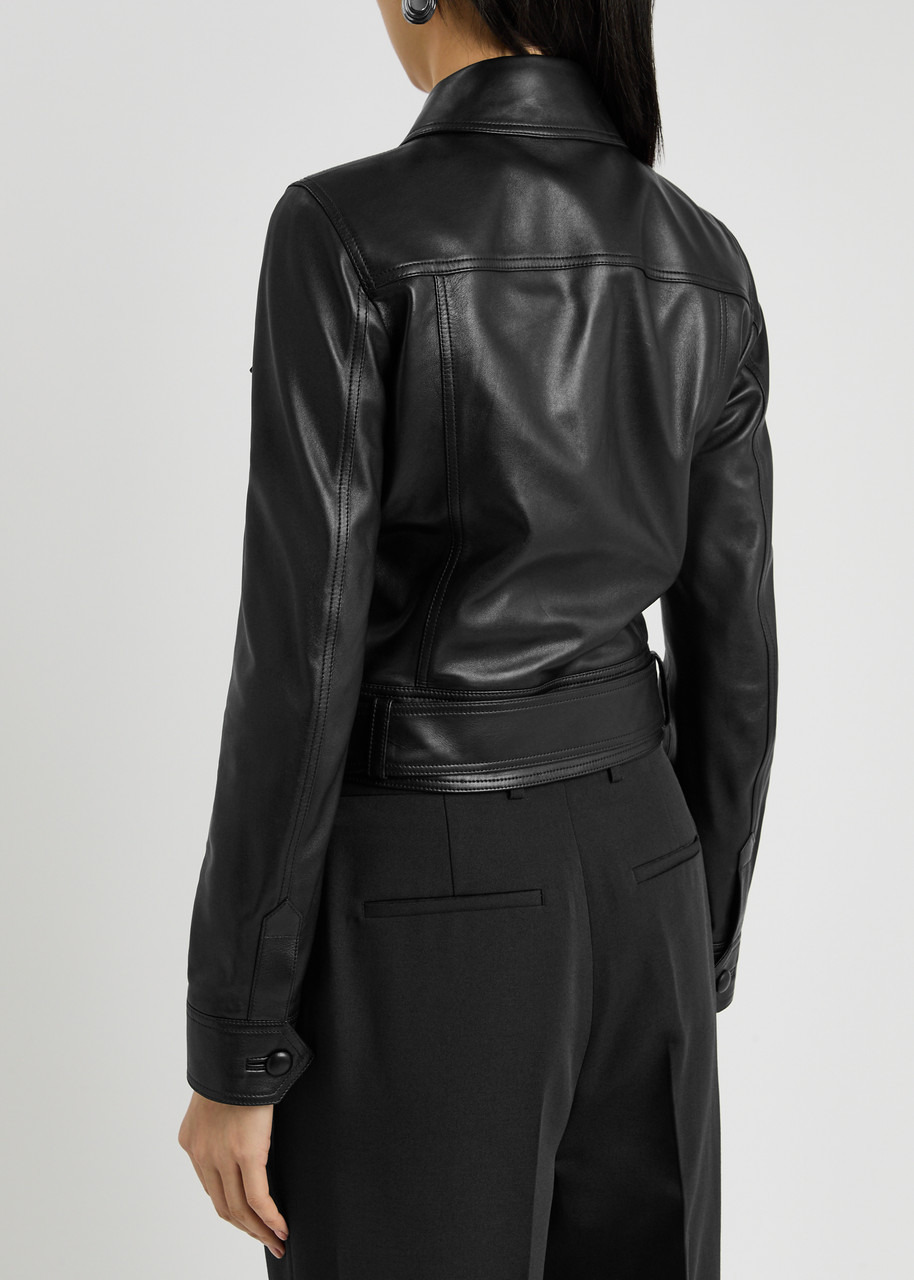 Saint Laurent Belted Panelled Leather Jacket - 3
