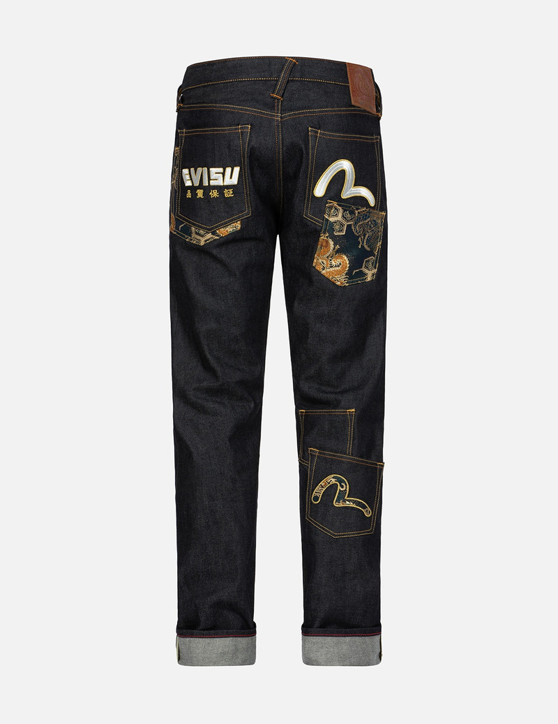 EVISU BROCADE AND SEAGULL MULTI-POCKET CARROT FIT JEANS #2017 outlook