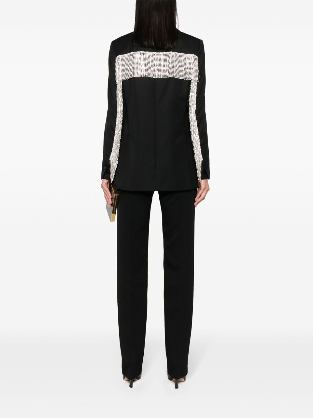 crystal-embellished fringed blazer - 2
