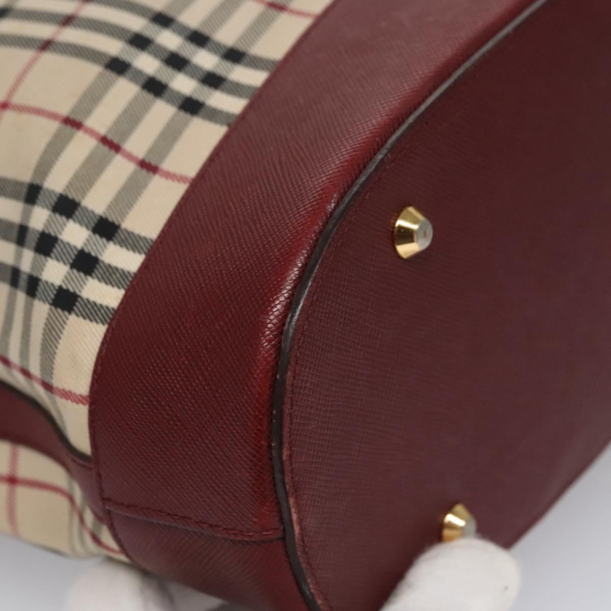 Burberry Nova Check Tote Bag Canvas Leather Beige Red Gold - 11