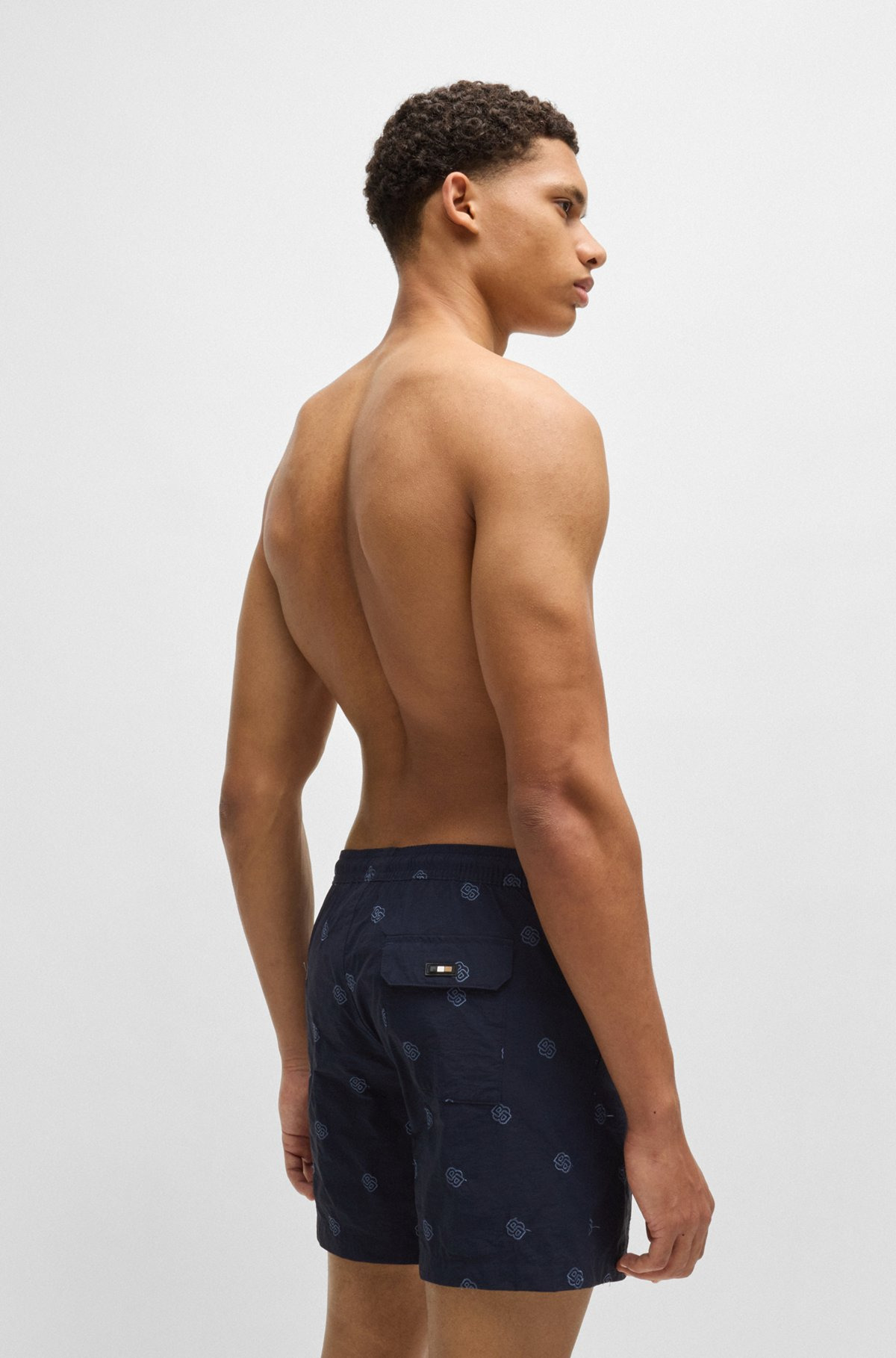 QUICK-DRY SWIM SHORTS WITH DOUBLE B MONOGRAMS - 4
