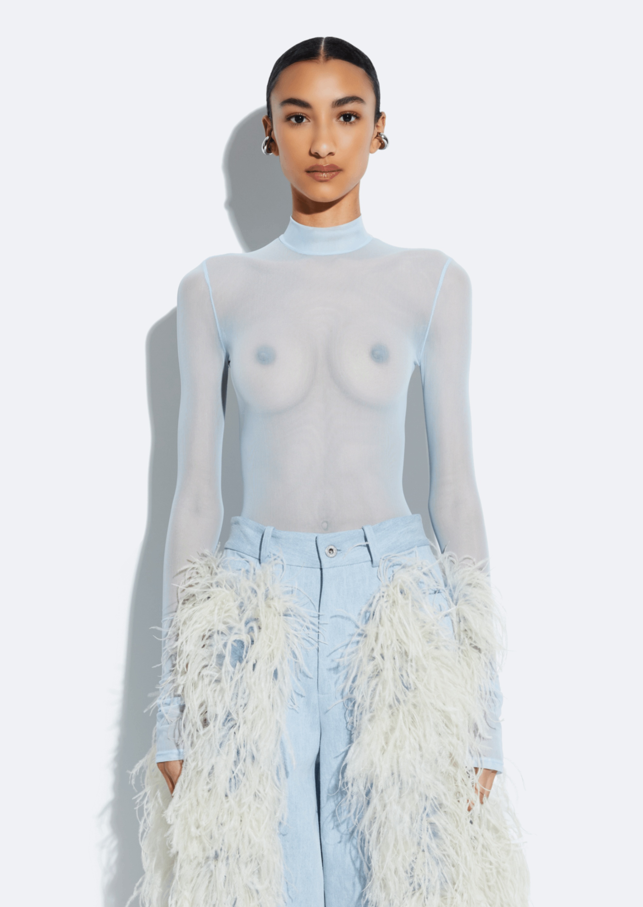 Mesh Mock Neck Bodysuit - 4