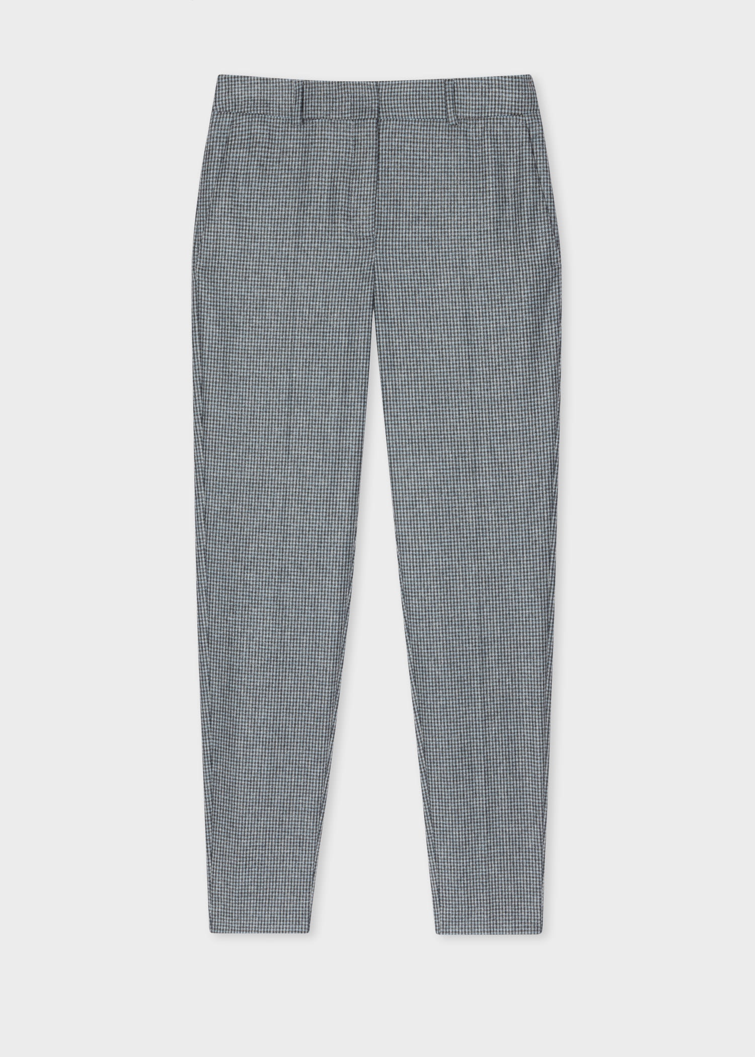 Wool-Blend Micro Check Trousers - 1