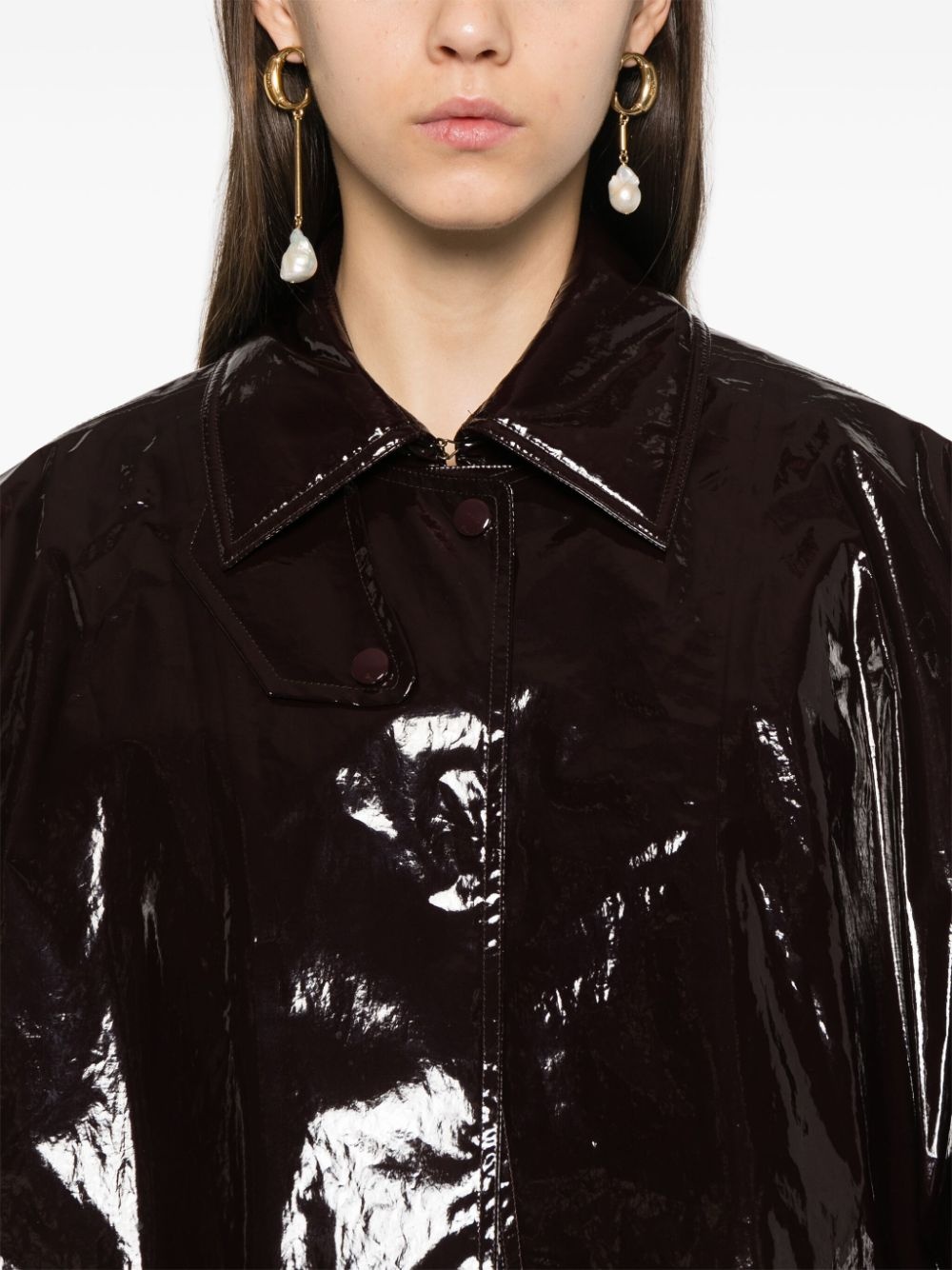 lacquered-finish cotton cape - 5