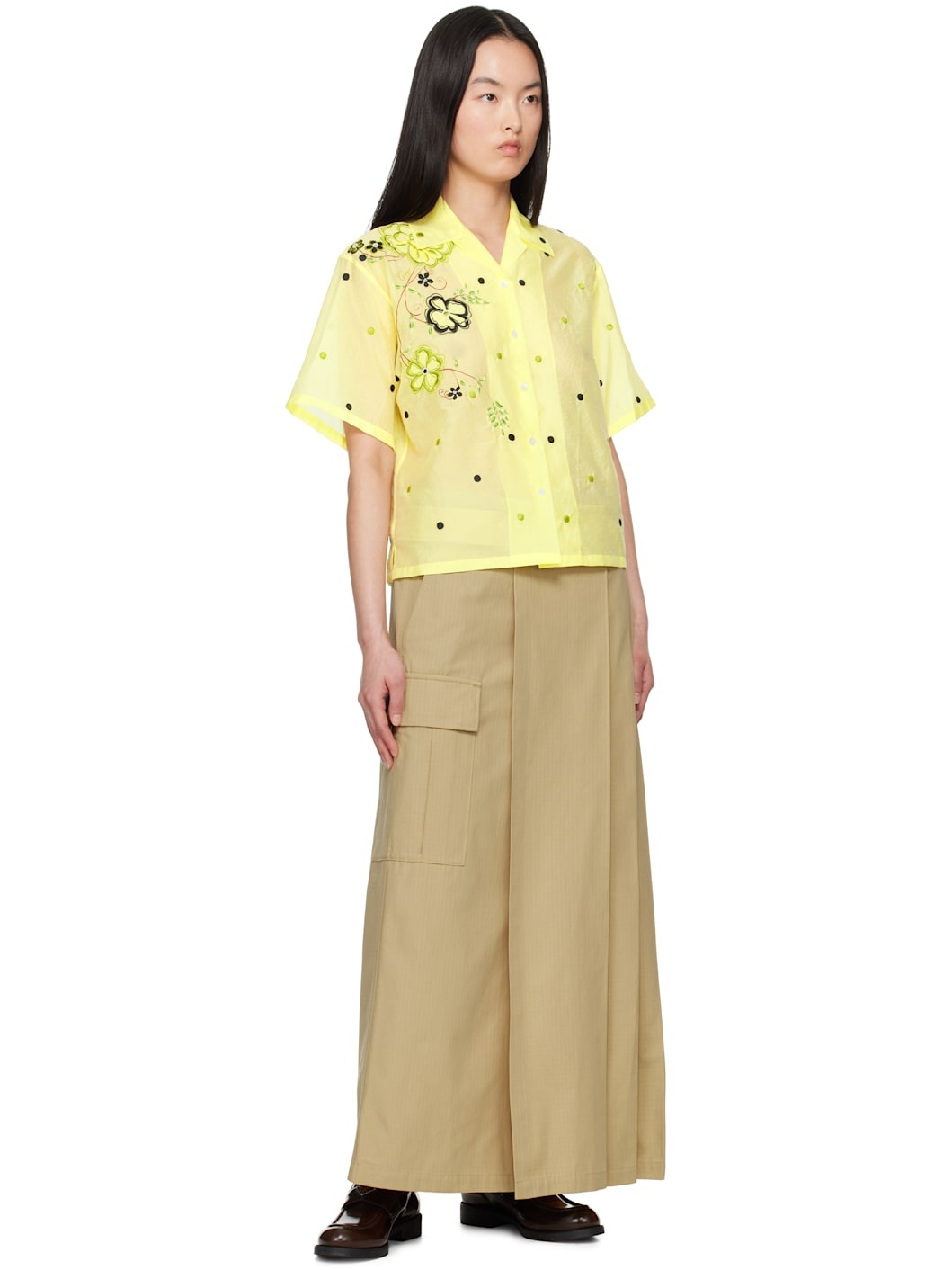 Beige Kenzo Paris Cargo Cotton Ripstop Maxi Skirt - 4
