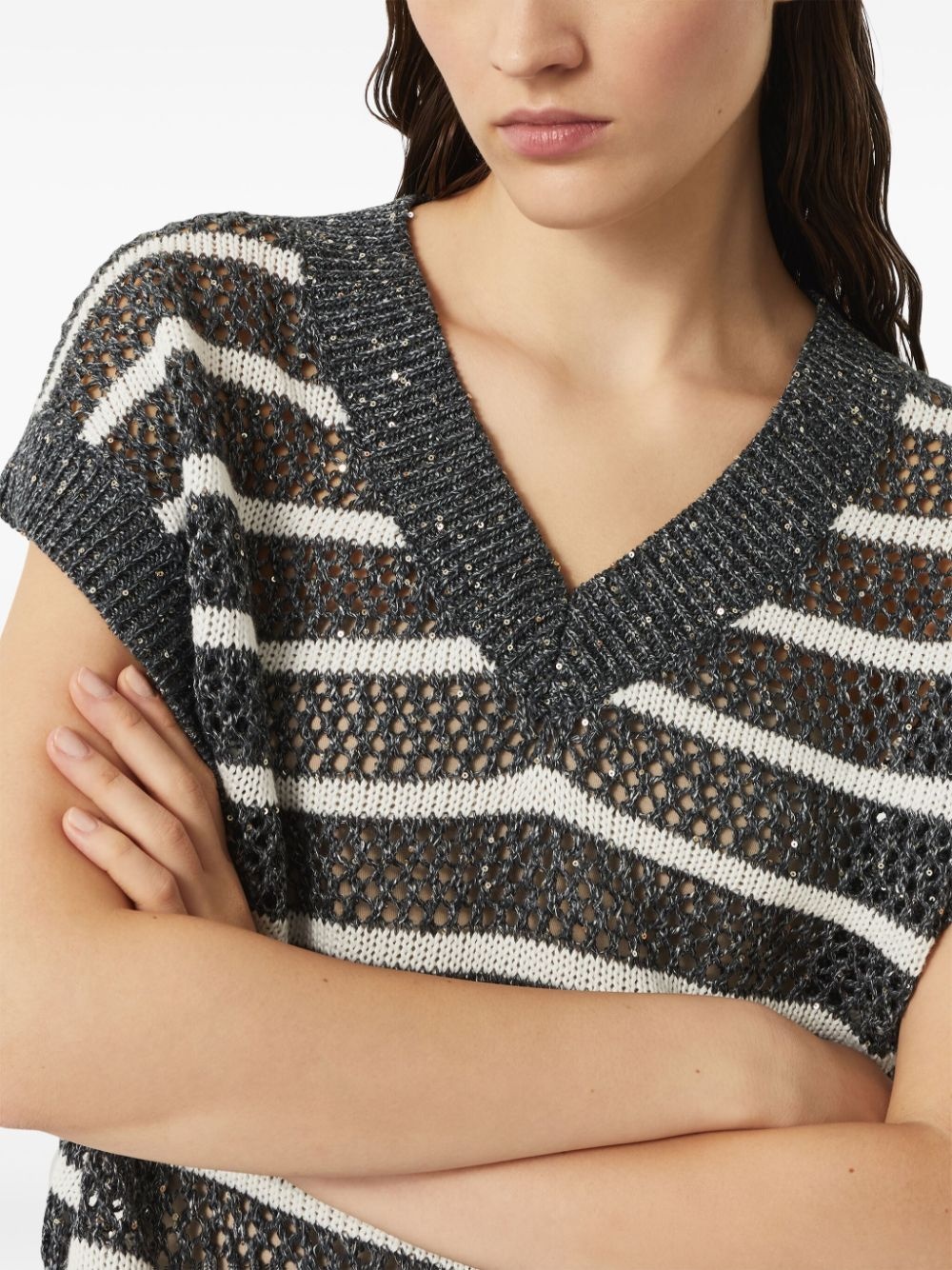 sequin-embellished vest - 5
