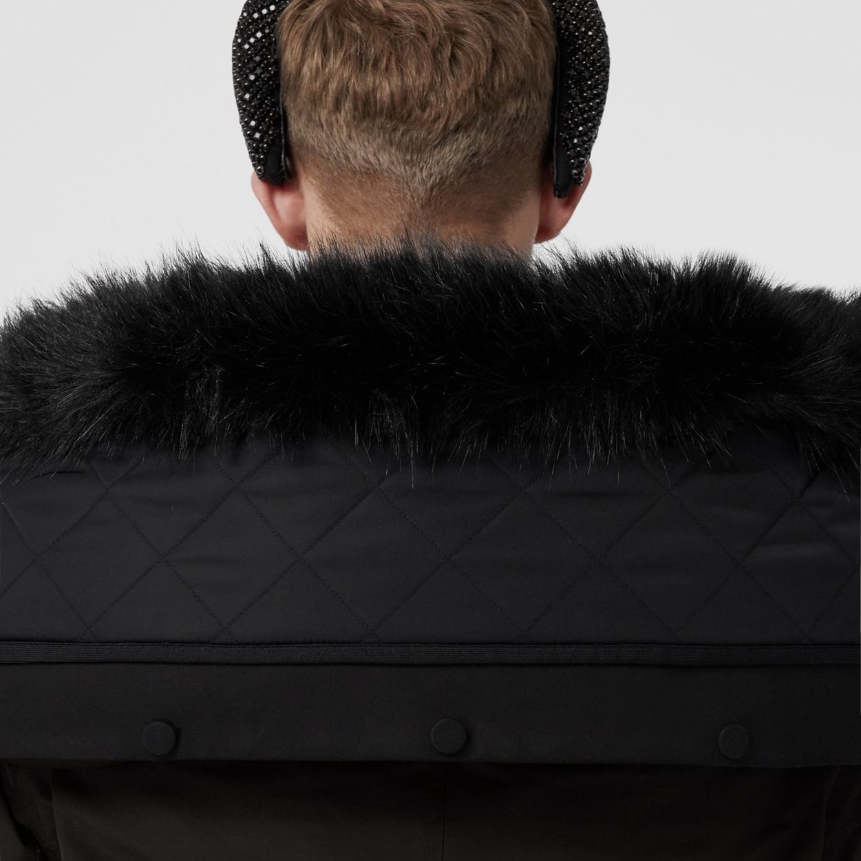 Faux Fur Trim Nylon Reconstructed Car Coat - 6
