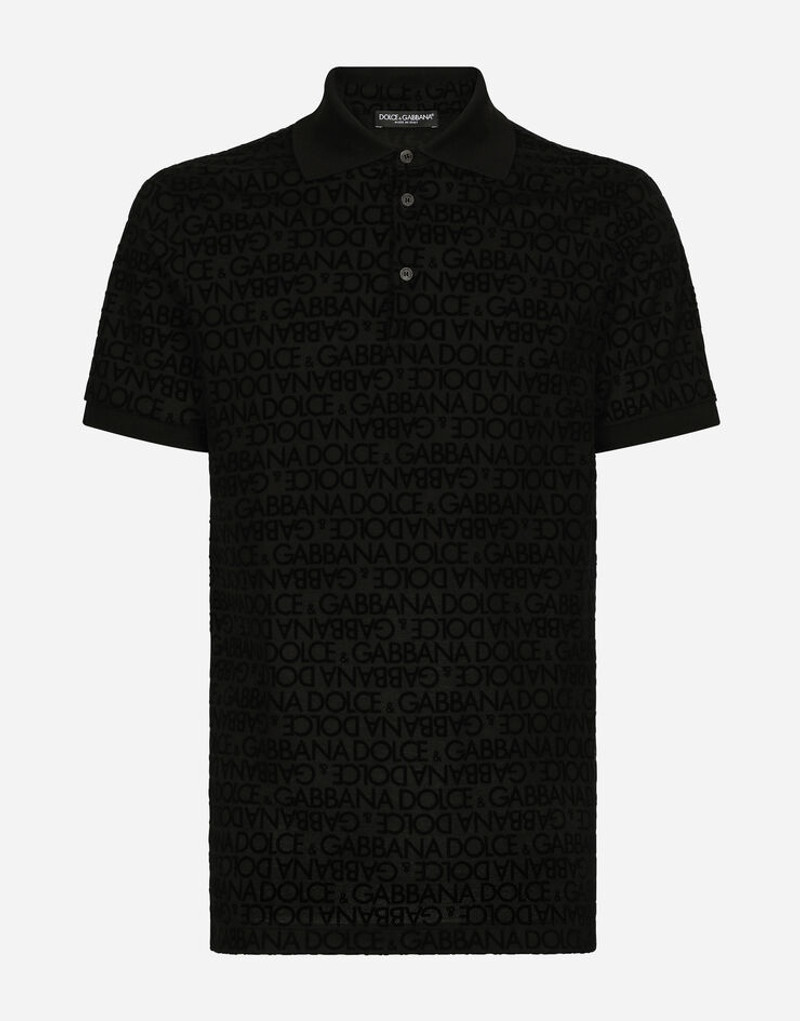 Piqué polo-shirt with flocked Dolce&Gabbana logo 1