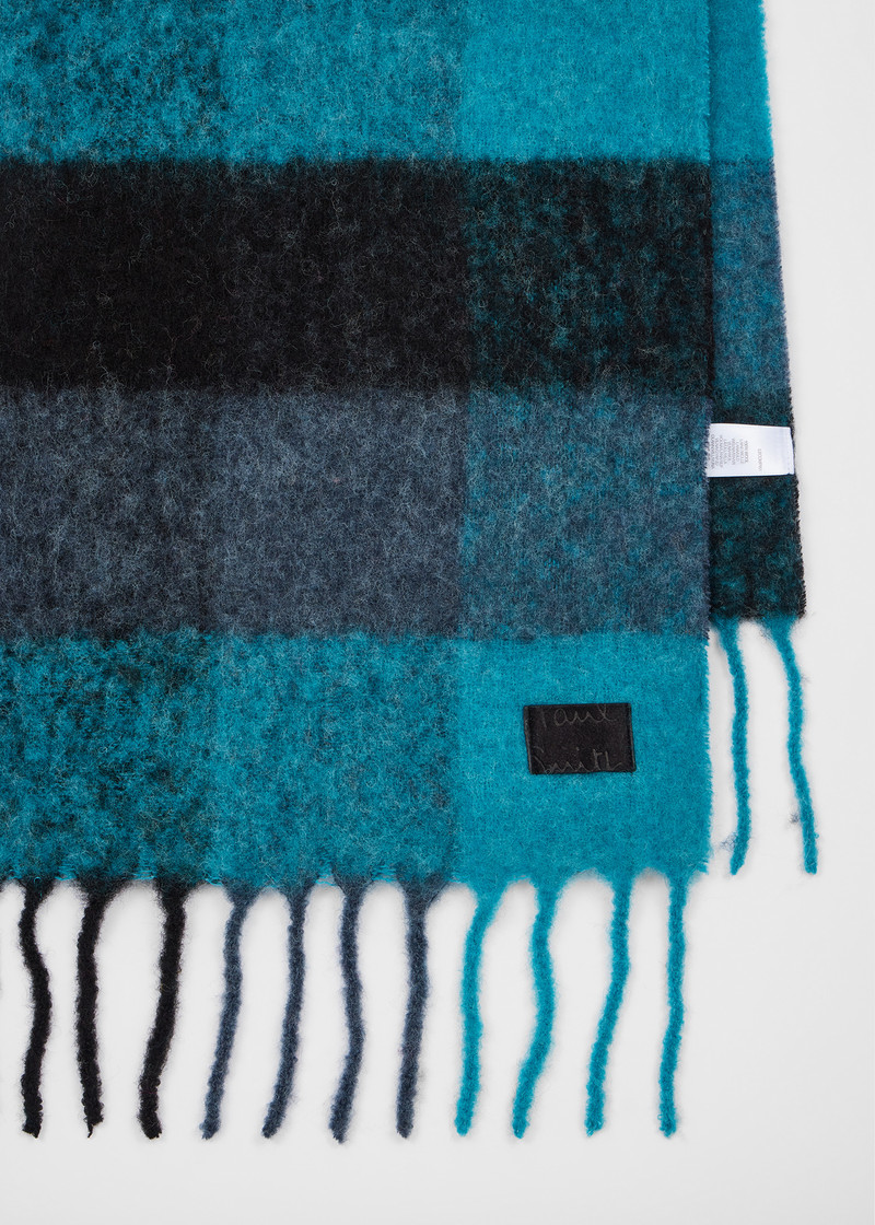 Paul Smith Women's Blue Merino Wool Check Scarf outlook